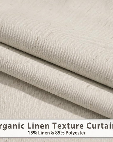 HESTIA Linen Blackout Curtains 72 inches Long 100% Light Blocking Thermal Insulated Drapes Rod Pocket Back Tab Window Curtain for Living Room Bedroom,White,2 Panels (52" W x 72" L)