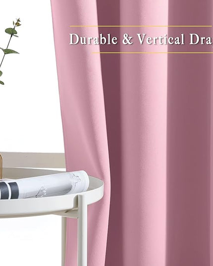 NICETOWN Room Darkening Grommet Curtain Panels - Living Room Curtains Thermal Insulated Window Treatments Privacy Draperies for Patio (W80 x L108, Crystal Pink, 1 Pair)