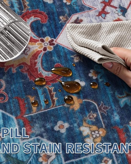 Ciicool Area Rug 5x7ft Washable Rugs for Living Room Non-Slip Indoor Rugs Large Low-Pile Mat Floor Carpet Vintage Rug for Bedroom Dinning Foyer Decor