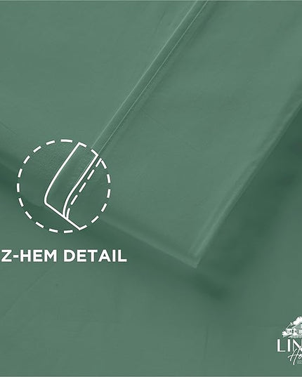 Linen Home 100% Cotton Percale Pillowcases Queen Size, Frosty Green, 2 Pieces of Pillow Case, Crisp and Cool Strong Bed Linen, 20 inches X 30 inches