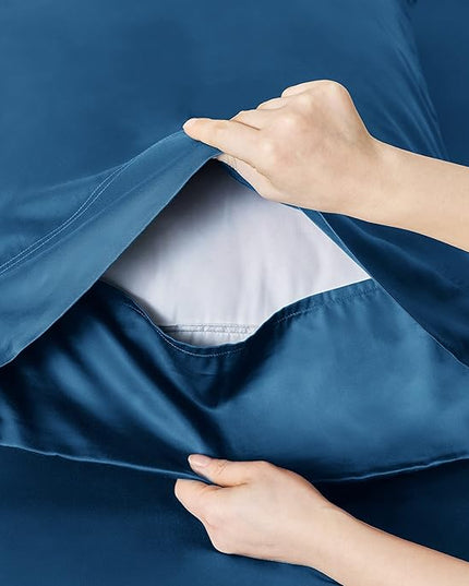 Bedsure Cooling Sheets Twin, Rayon Derived from Bamboo, Breathable & Soft Twin Sheets Set, Deep Pocket Up to 16 Inches, Hotel Luxury Silky Bedding for Hot Sleepers, Teal