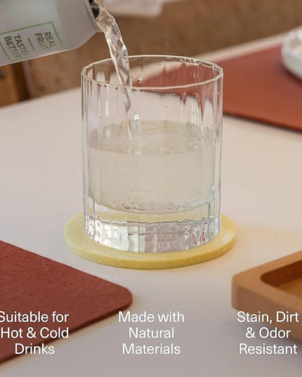 Graf Lantz - Bierfilzl Merino Wool Square Coasters Set of 4 - Sapphire (4"x4"x5mm) - Absorbs 30% of Weight - Natural German Wool - Heat Resistant, Sustainable, Reusable - Home Decor