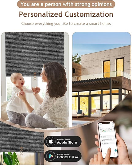Kincmo Motorized Blinds with Remote,100% Blackout Motorized Roller Shades Work with Apple Homekit,Alexa,Google, Custom Electric Blinds with App,Voice Control (Eclipse Anchor Grey)
