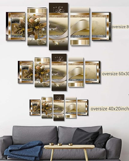 LUDUHU Orchid Flowers Canvas Print - Abstract Floral Wall Art - Yellow Poster for Bedroom (80x40inch Oversize)