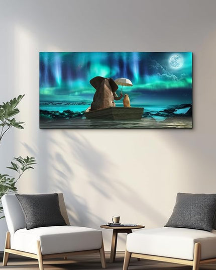 Canvas Wall Art For Living Room Large Size Fashion Wall Decorations For Bedroom Modern Office Wall Decor Painting Aurora Scenery Elephant Pictures Artwork Room Canvas Art Prints Bathroom Home Decor