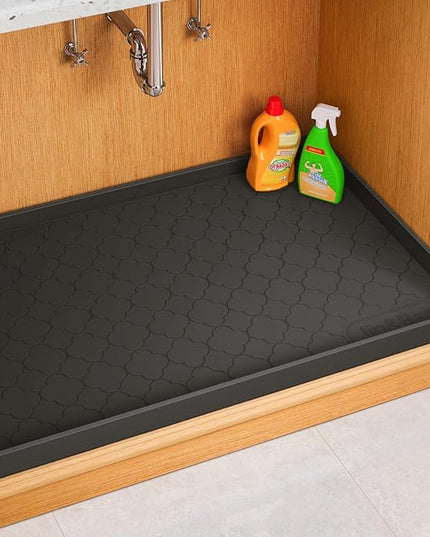 Jin&Bao Waterproof Under Sink Mat 28" x 22", Thick Silicone Mat Cabinet Protector for Kitchen and Bathroom, Shelf Liner, Home Organizer and Storage, Multipurpose Tray for Gadgets and Essentials