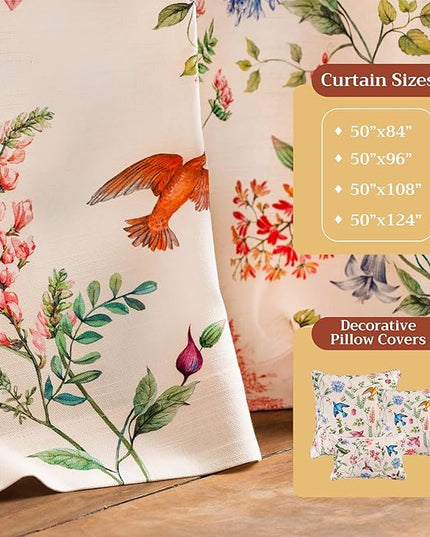 Maison d' Hermine Curtains for Living Room 100% Cotton 84 inch Length One Panel Light Filtering Curtains for Bedroom Windows with Rod and Loop Pockets Drapes (Neo Ipomee Multicolor, 50" W x 84" L)