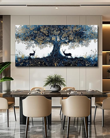 XIGUANGART Large Wall Art for Living Room Inspiration Farmhouse Elk Paintings Tree of Life Canvas Art Prints Pictures Modern Abstract Artwork Wall Decor Bedroom Home Office Posters Decoration 30"X60"
