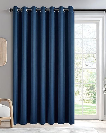 Custom Curtains for Living Room 1 Panel, Blackout Curtains Thermal Insulated, Grommet Light Blocking Drapes for Bedroom Windows Luxury Decor(Custom Size,Navy Blue