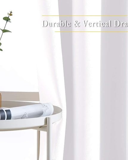 NICETOWN White Curtains for Sliding Door - 52 by 95, 2 Pieces, Blocking Out 50% Sunlight Window Treatment Modern Design Curtain Panels for Dining Room