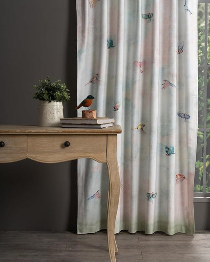 Maison d' Hermine Curtains for Living Room 100% Cotton 96 inch Length One Panel Light Filtering Curtains for Bedroom Windows with Rod and Loop Pockets Drapes (Flying Birds, 50" W x 96" L)