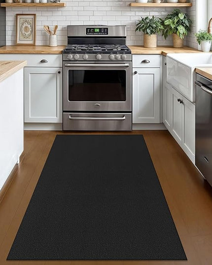 KOZYFLY Rugs for Entryway 3x5 ft Washable Area Rug Non Slip Rubber Backed Entry Rug Woven Indoor Door Mat Cotton Kitchen Rugs Floor Carpet for Entryway, Foyer, Backdoor, Black/Dark Grey