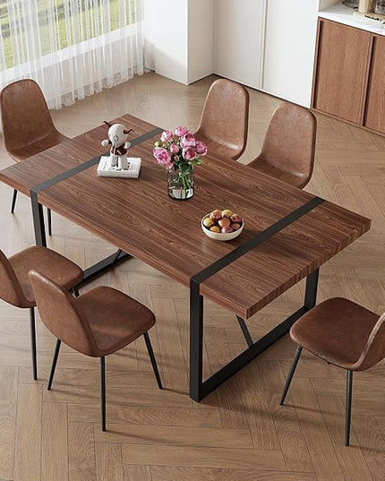 7 Piece Dining Table Set for 6,Modern 71'' Rectangle Dining Table and Modern Dining Chairs 6,Kitchen Table and Chairs for 6,Ideal for Kitchen Dining Room