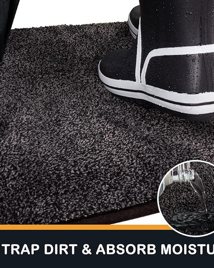 PURRUGS Dirt Trapping Door Mat 31.5" x 47", Non-Slip Machine Washable Entry Rug, Shoe Scraper, Dog Doormat, Super Absorbent Welcome Mat for Front & Back Door, Muddy Shoes & Paws, Charcoal