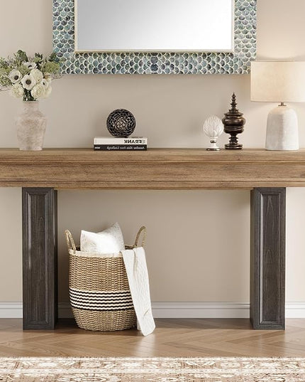 Rresyet 63 Inch Long Console Table, Sofa Table Behind Sofa, Wooden Entryway Table, Farmhouse Entryway Table for Entry, Hallway, Living Room (Wood)