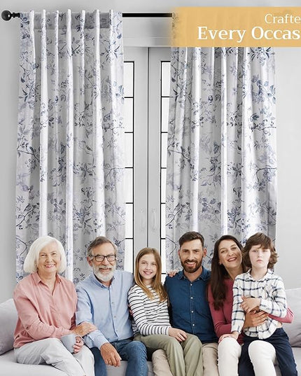 Maison d' Hermine Curtains for Living Room 100% Cotton 108 inch Length Two Panels Light Filtering Curtains for Bedroom Windows with Rod and Loop Pockets Drapes (Equinoxe Blue, 50" W x 108" L)