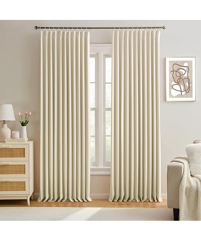 Cream Beige Room Darkening Privacy Curtains 84 Inches Long 72 Inch Wide Blackout Heavy Duty Curtains Patio Door Window Treatment Sound Reducing for Bedroom Living Room Home Office 72 x 84