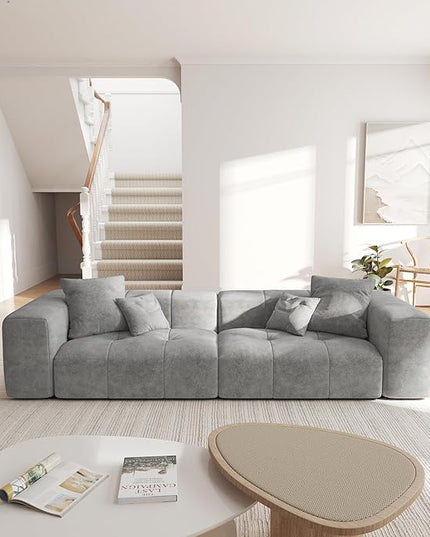JACH 2 Seater Sofas Sectional Couches, Modern Love Seat Office Couch, Loveseat Modular Couch, Cozy Sleeper Sofa for Apartment, Bedroom, Living Room (Linen Fabric, Grey)