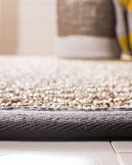 SAFAVIEH Natural Fiber Collection Runner Rug - 2'6" x 14', Natural & Dark Grey, Seagrass, Basketweave Pattern with Border (NF114Q)