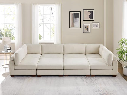 VANOMi Large Modular Sectional Sofa, Oversized Couch with Ottoman, Cloud Couch Deep Seat Sofa with Thick Cushion, Convertible Sectional Couches for Living Room Office Apartment