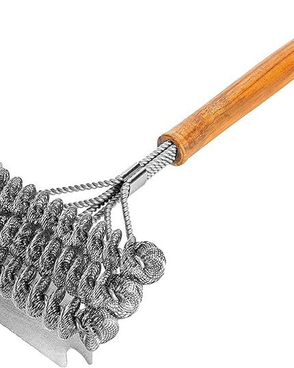 BBQ-AID Grill Brush for Outdoor Grill Bristle Free - 18" BBQ Brush for Grill Cleaning Kit - Safe BBQ Grill Cleaner Brush and Scraper - Stainless Grill Cleaning Brush for Any Grill, Grill Accessories