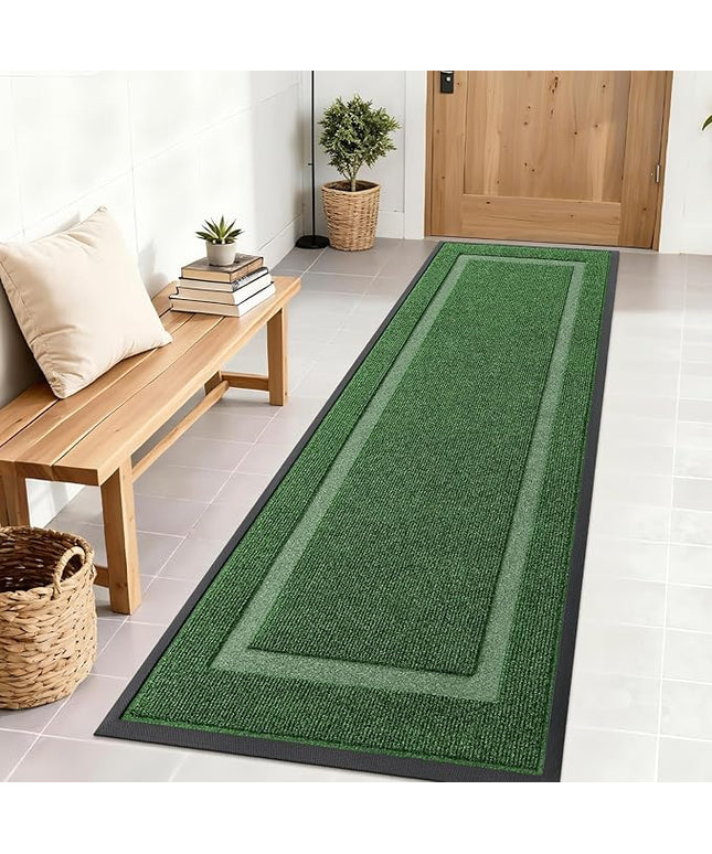 OLANLY Front Door Mat Indoor Outdoor Entrance, Waterproof All-Season, All-Weather Doormat, Sturdy Natural Rubber, Fade Resistant, Low Profile, Easy Clean Patio Porch Entryway Mat, 71x23, Green