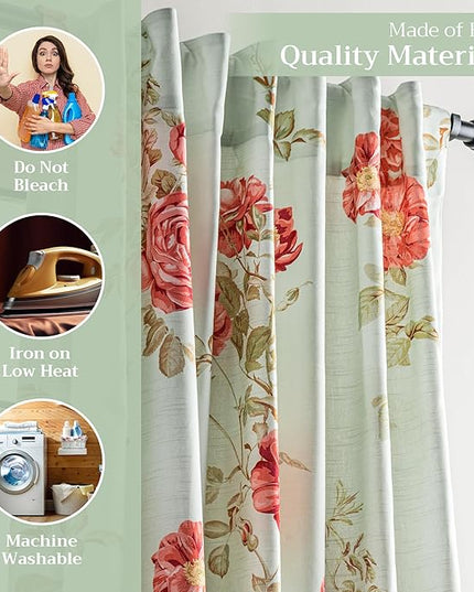 Maison d' Hermine Curtains for Living Room 100% Cotton 108 inch Length Two Panels Light Filtering Curtains for Bedroom Windows with Rod and Loop Pockets Drapes (Villette Aqua, 50" W x 108" L)