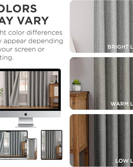 Joydeco Pinch Pleated Curtains - 100% Blackout for Bedroom, Light Grey Linen Curtains 40" W x 96" L, Thermal Insulated 2 Panels Light Blocking Drapes, Back Tabs for Living Room
