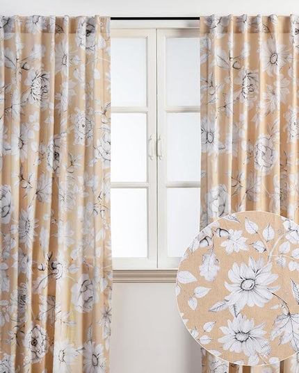 Maison d' Hermine Curtains for Living Room 100% Cotton 108 inch Length Two Panels Light Filtering Curtains for Bedroom Windows with Rod and Loop Pockets Drapes (Pretty Autumn, 50" W x 108" L)