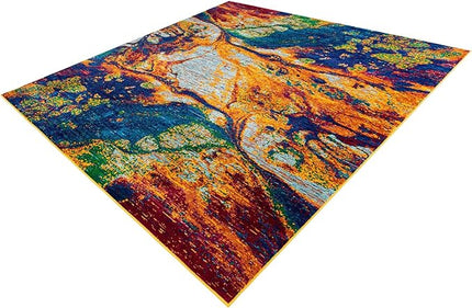 Rugs.com Calypso Collection Rug – 10 Ft Square Multi Medium-Pile Rug Perfect for Living Rooms, Kitchens, Entryways