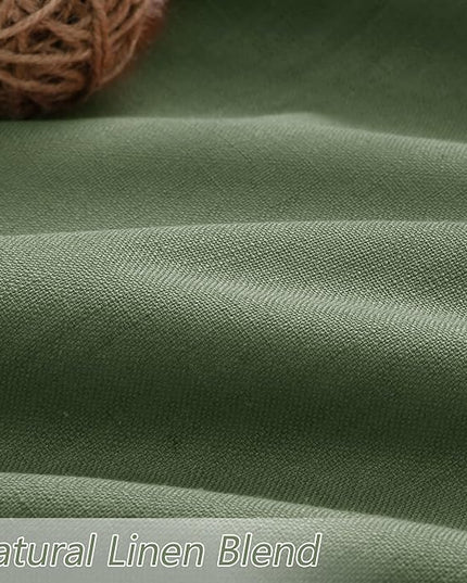 Guken Olive Green Blackout Curtains 120 Inch Length 2 Panels Set for Living Room Bedroom Back Tab Thermal Insulated 100% Black Out Linen Drapes Room Darkening Window Curtains 120 Inches Long