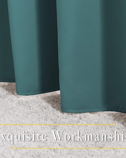 NICETOWN Insulated Curtains Blackout Draperies - Triple Weave Microfiber Home Thermal Insulated Solid Ring Top Blackout Curtains/Panels for Bedroom(Sea Teal, Set of 2, 66 x 72 Inch)