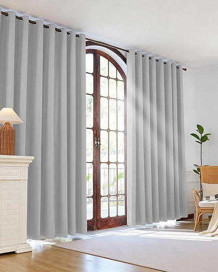 Room Darkening Curtains 45 Inch Length for Bedroom Living Room, Insulated Thermal Grommet Curtain Drapes, Blackout(60-90%,Not 100%) Window Treatment Decor, 2 Panels, 35x45, Silver Grey