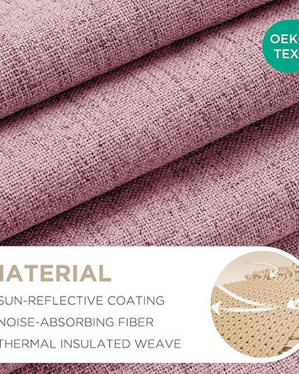 Joydeco Blackout Curtains for Bedroom - 90 Inch Long 100% Light Blocking 2 Panels Set Pink Drapes, Thermal Insulated Room Darkening Curtains, Linen Textured for Living Room, Rod Pocket & Back Tabs