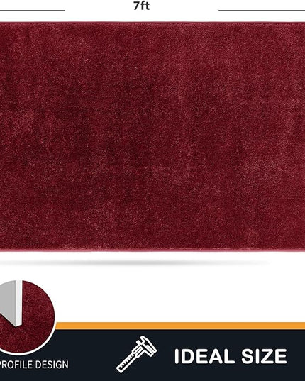 PURRUGS Easy Care Area Rug 4.5ft x 7ft, Non-Slip Washable Entryway Rug, Dog Door Mat, Stain Resistant Accent Rug for Hallway, Living Room, Bedroom and Mudroom, Burgundy Red