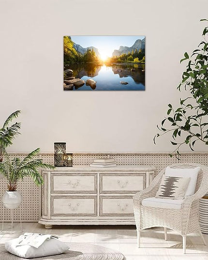 SKASNFAI Canvas Wall Art Utah National Parks Yosemite Canvas Print Landscape Painting Artwork Framed Home Decor Nature Poster for Bedroom Ready to Hang (28x44 inch)