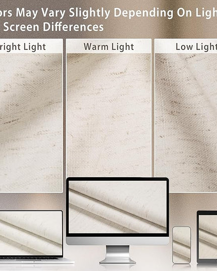 HESTIA Linen Blackout Curtains 63 inches Long 100% Light Blocking Thermal Insulated Drapes Rod Pocket Back Tab Window Curtain for Living Room Bedroom,White,2 Panels (52" W x 63" L)