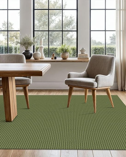 KOZYFLY Washable Area Rug 5x7 ft Rubber Backed Non Slip Rugs for Living Room Braided Cotton Bedroom Rug Woven Office Rugs Indoor Floor Carpets for Dining Bedroom Living Room, Bright Green/Earthy Green