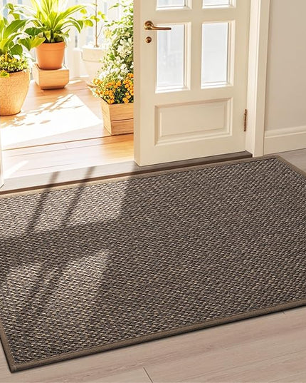 LEKEEPGO Door Mat 36"x59", Non Slip Door Mat Indoor Entrance, Rubber Backing Front Indoor Door Mats Washable Absorbent Low-Profile Doormat Entryway Entry Resist Dirt Inside Door Mats, Brown