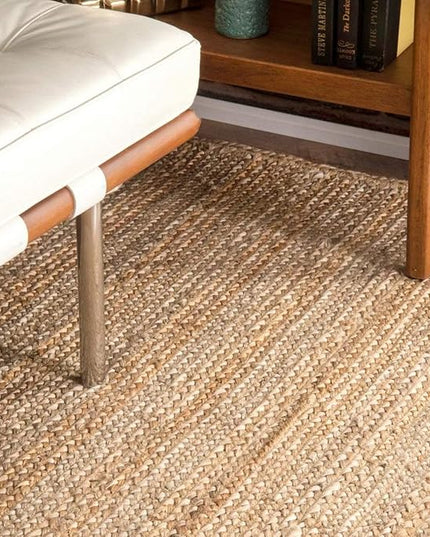 FRELISH DECOR Handwoven Jute Area Rug - 10x14 Feet Natural Yarn - Rustic Vintage Beige Braided Reversible Rectangular Rugs for Bedroom - Kitchen - Living Room - Farmhouse (10' x 14')