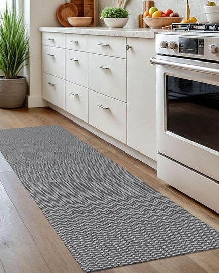 KOZYFLY Washable Runner Rug 2x7 ft Hallway Runner Kitchen Runner Rugs with Rubber Backing Bobo Non Slip Entryway Runner Indoor, Carpet Runners for Hall Entrance Bedroom, Grey/Charcoal Grey