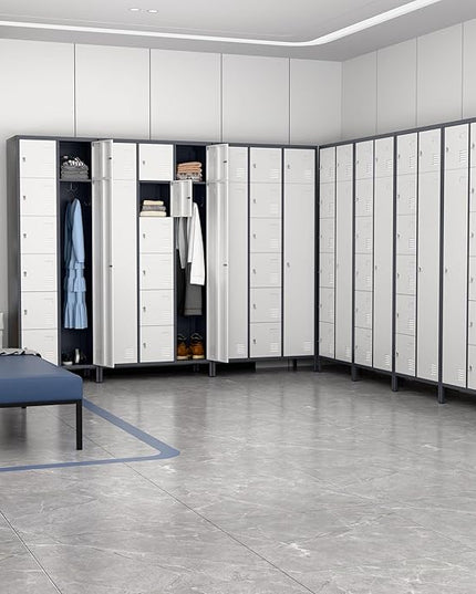 Aobabo Metal Lockable Storage Locker 8 Small Doors and 2 Big Doors, Metal Lockers for empolyees with Hooks, for School Home Office, Assembly Required, 10Doors, Grey White