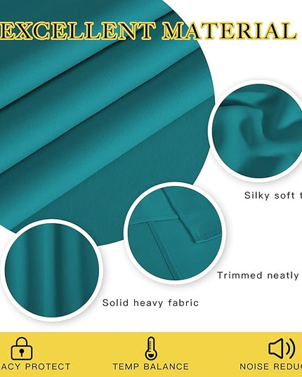 NICETOWN Blackout Sliding Glass Door Curtains, Room Darkening Thermal Insulated Curtains for Living Room Bedroom, Extra Wide Window Drapes, 1 Panel, W80 x L118, Peacock Teal