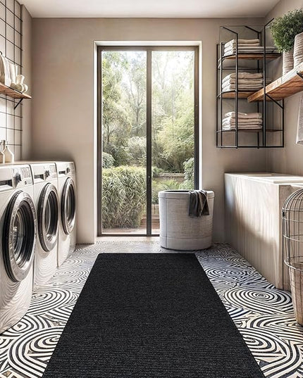 Beverly Rug Non-Slip Modern Runner Rug 2x10 Solid Traditional Rubber Backing Machine Washable Soft Thin Indoor Area Rugs for Living Room Stain Resistant Non Shedding Casual Carpet (2 x 10 Dark Gray)