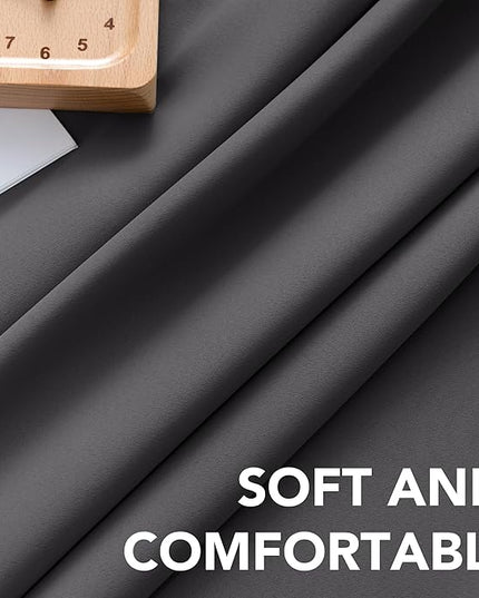 H.VERSAILTEX Blackout Curtains Thermal Insulated Window Treatment Panels Room Darkening Blackout Drapes for Living Room Back Tab/Rod Pocket Bedroom Draperies, 52 x 96 Inch, Charcoal Gray, 2 Panels