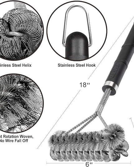 GRILLART Grill Brush [Wire + Helix] Combined BBQ Brush - Safe & Efficient Grill Cleaning Brush - 18" Grill Cleaner Brush Scrubber for Gas/Porcelain/Charbroil Grates – BBQ Accessories Gifts for Men/Dad