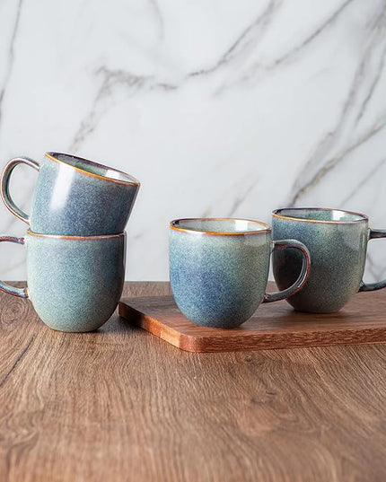 AmorArc 12oz Coffee Mugs, Ceramic Coffee Mugs set of 6 for Man, Woman, Dad, Mom, Modern Coffee Mugs with handle for Latte/Cappuccino/Milk/Cocoa. Dishwasher&Microwave Safe, Ceylon Blue