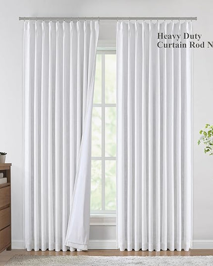 Vision Home White Pinch Pleated Full Blackout Curtains 60 inch Wide Thermal Insulated Window Curtains for Living Room Bedroom Room Darkening Pinch Pleat Drapes with Hooks Back Tab 1 Panel 60" Wx63 L