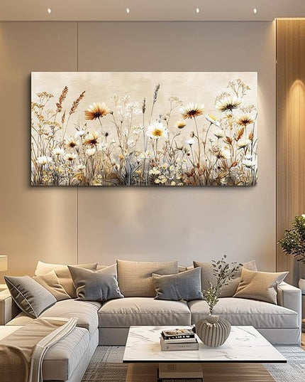 XIGUANGART Flowers Framed Wall Art for Living Room Floral Large Wall Decor Wildflowers Pictures Modern Farmhouse Painting Canvas Art Prints Vintage Artwork For Bedroom Office Home Aesthetics 20"X40"