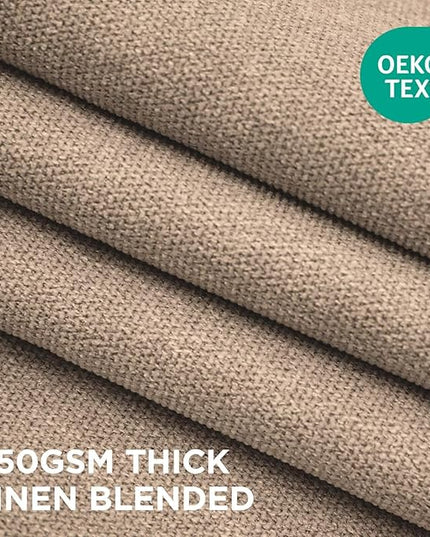 Joydeco Thick Linen Pinch Pleated Curtains 90 Inch Long 2 Panel Set for Living Room, Double-Faced Curtain for Bedroom, Back Tab Blackout Drapes with Adjustable Hooks (40”W x90”L, Thick Linen)